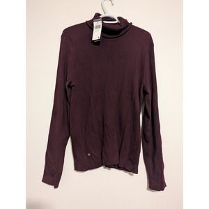 NWT! LRL Ralph Lauren Ribbed Turtleneck Sweater Burgundy Red Womens Size XXL